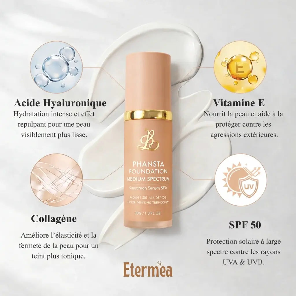 Etermea™ – Fond de Teint 4-en-1 à Adaptation Naturelle SPF 50