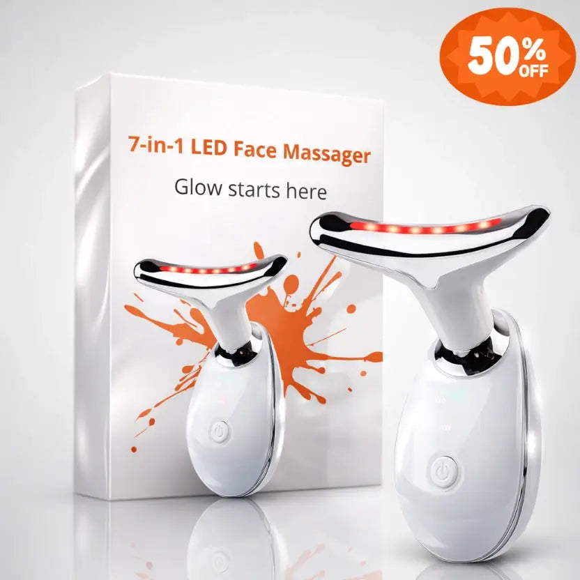 Luméa™ - Masseur Visage & Cou 7 Couleurs LED – Anti-Rides