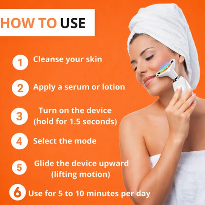 Luméa™ - Masseur Visage & Cou 7 Couleurs LED – Anti-Rides