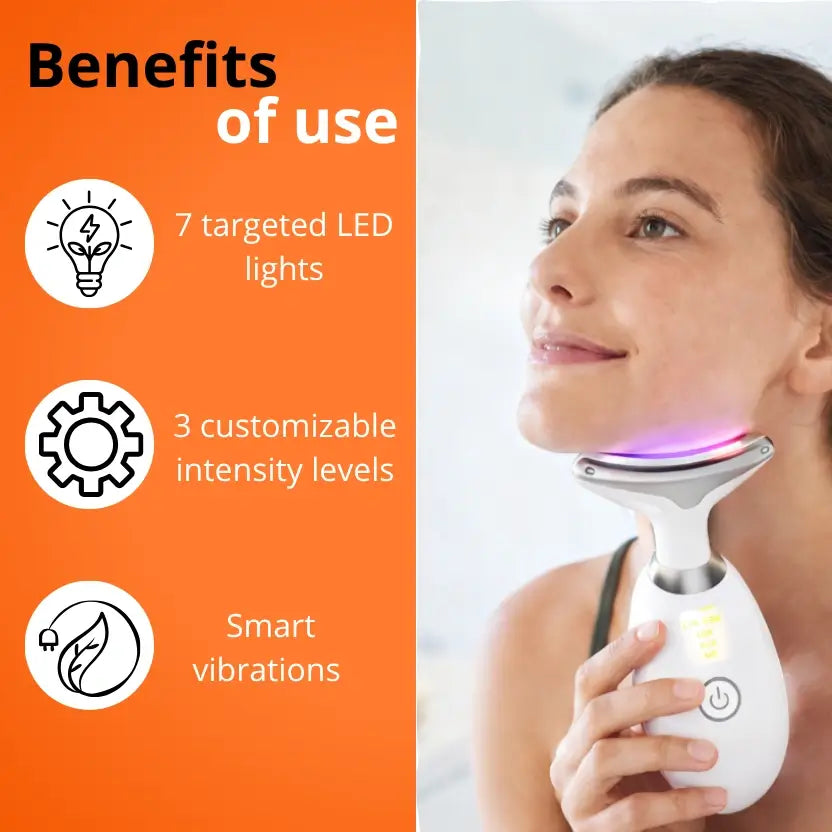 Luméa™ - Masseur Visage & Cou 7 Couleurs LED – Anti-Rides