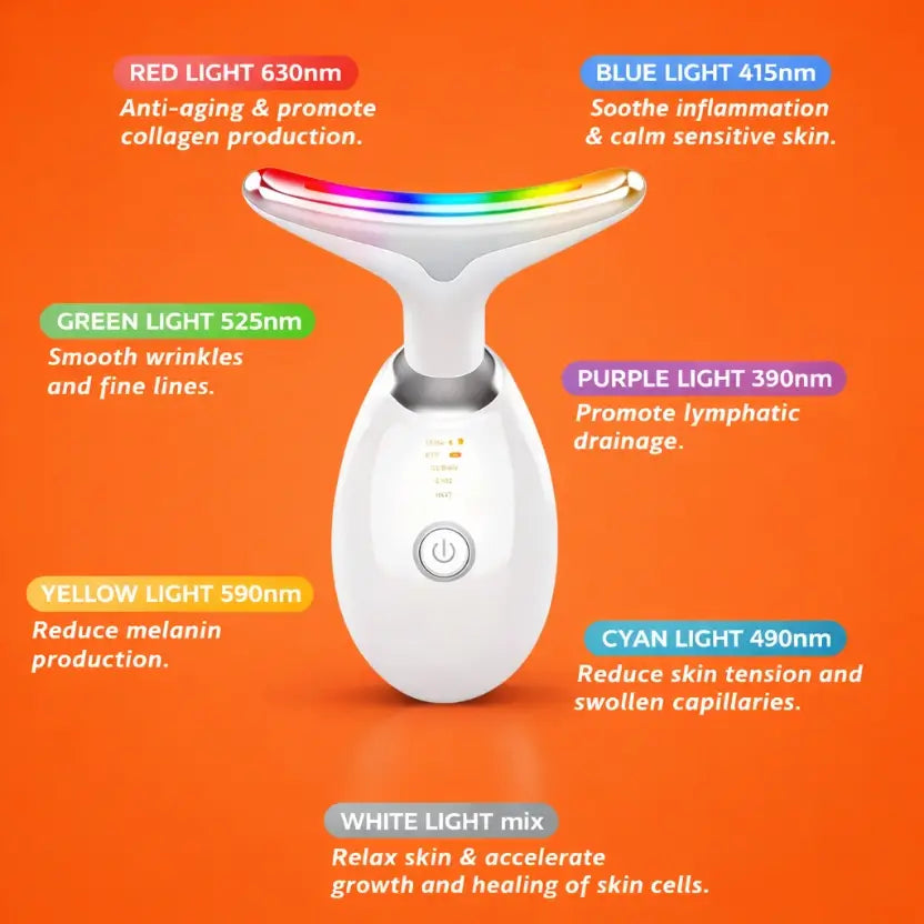 Luméa™ - Masseur Visage & Cou 7 Couleurs LED – Anti-Rides